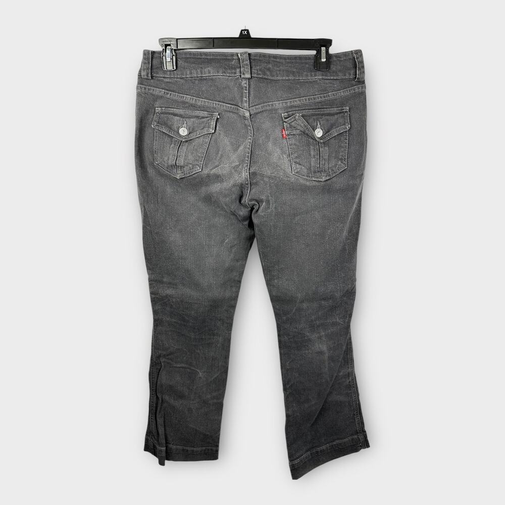 Levis Womens size 12 Calvary Charcoal Black Boot Cut Denim Jeans Flap Pockets - Picture 2 of 10